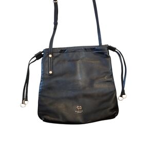 Radley London Black Leather Drawstring Shoulder Bag Adjustable Crossbody